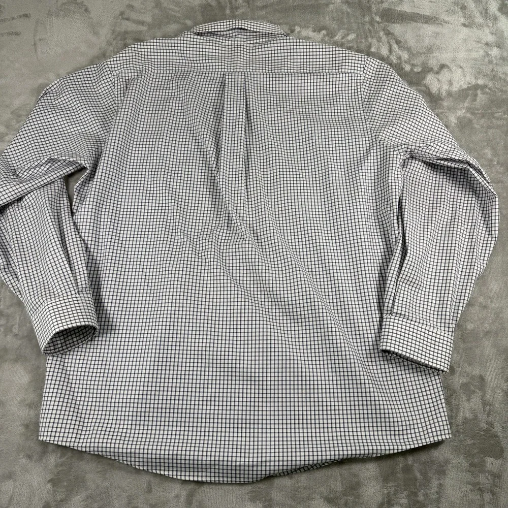LL Bean Shirt Mens Large Black Blue Lines Wrinkle Resistant Button Down  0 MT78